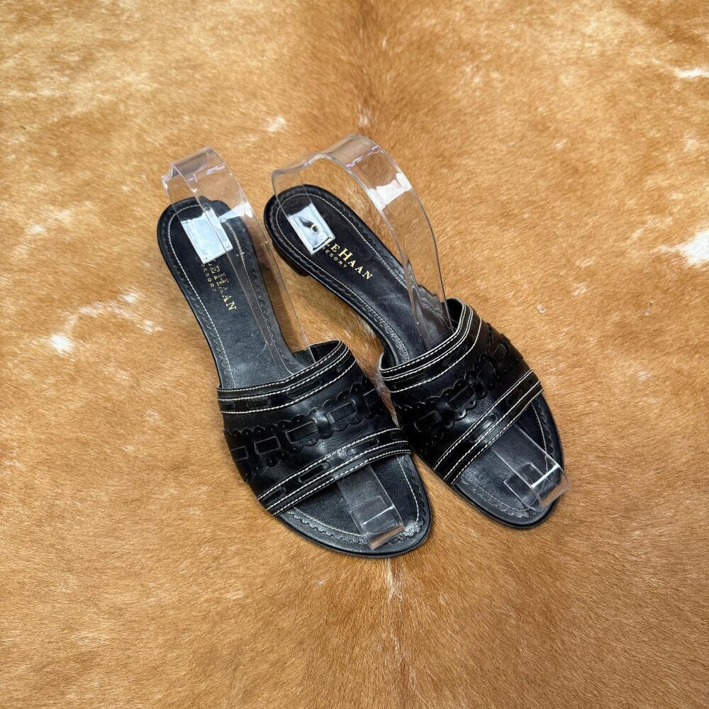 Cole Haan Black Leather Slide Heels